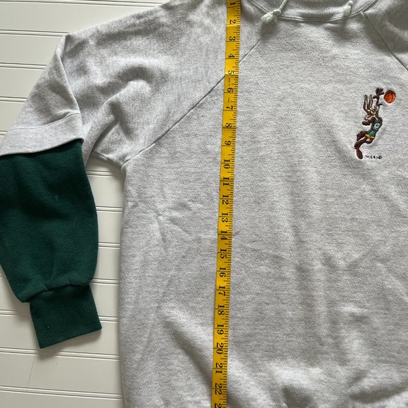 Gray Space Jam Color Block Hoodie with Drawstrings - Picture 5 of 9